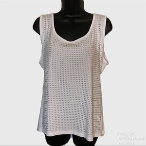Calvin Klein white silver metal dots top